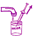 filling syringe with water